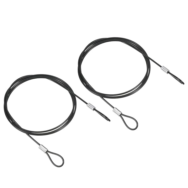 PATIKIL PATIKIL 3.3Ft Safety Cable Lock, 2 Pack Stainless Steel 2mm Dia Security Wire Rope with Double Loop for Stage Lighting Luggage Lock Black