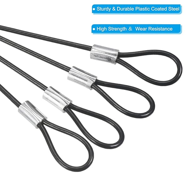 PATIKIL 4 Inch Safety Cable Lock, 10 Pack Stainless Steel 2mm Dia Security Wire Rope with Double Loop for Stage Lighting Luggage Lock Black - Image 4
