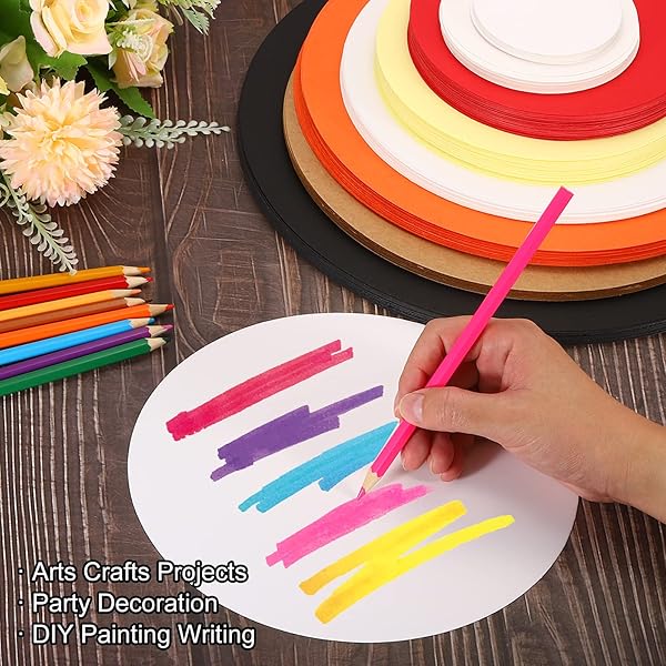 PATIKIL 5.9-inch Round Cardboard Paper, 50 Pcs Blank Disc Circles Slices for Party Decorations DIY Craft Arts Drawing Painting Writing, Red - Image 5