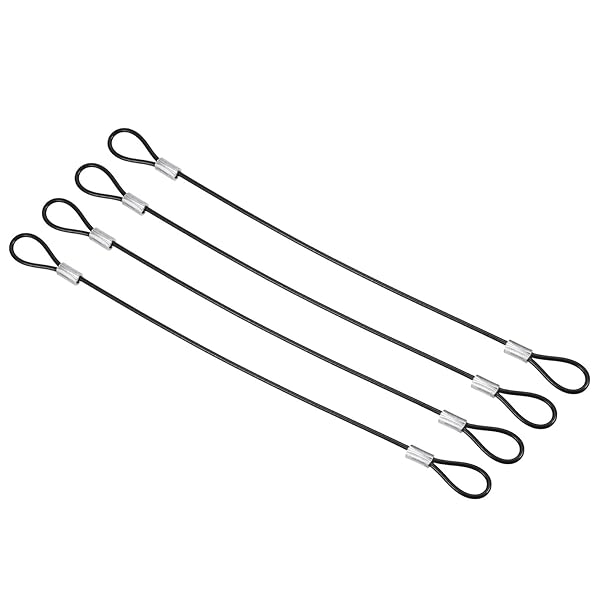 PATIKIL PATIKIL 8 Inch Safety Cable Lock, 4 Pack Stainless Steel 2mm Dia Security Wire Rope with Double Loop for Stage Lighting Luggage Lock Black