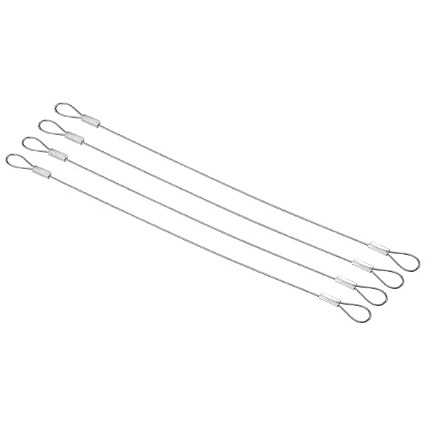 PATIKIL 8 Inch Safety Security Cable Wire, 4 Pack Stainless Steel 20cmx1mm Stage Lights Rope with Double Loop for DJ Lighting Luggage Lock