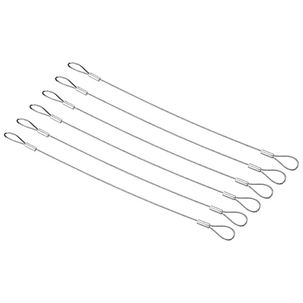 PATIKIL 8 Inch Safety Security Cable Wire, 6 Pack Stainless Steel 20cmx1.2mm Stage Lights Rope with Double Loop for DJ Lighting Luggage Lock