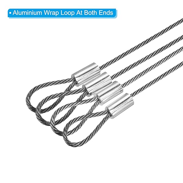 PATIKIL 8 Inch Safety Security Cable Wire, 6 Pack Stainless Steel 20cmx1.5mm Stage Lights Rope with Double Loop for DJ Lighting Luggage Lock - Image 4