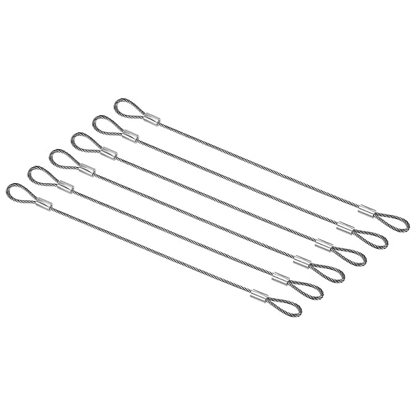 PATIKIL PATIKIL 8 Inch Safety Security Cable Wire, 6 Pack Stainless Steel 20cmx2mm Stage Lights Rope with Double Loop for DJ Lighting Luggage Lock