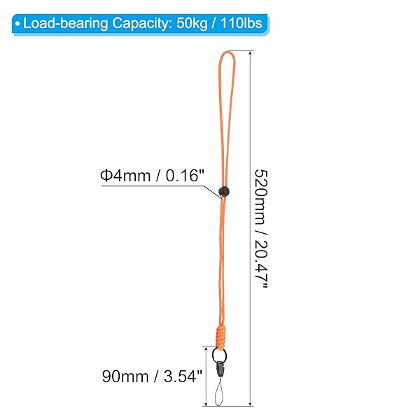 PATIKIL Badge Lanyard 20 Inch, 2 Pack Necklace Keychain Cord Metal Clasp Hook Ring Strap for Keys Whistle ID Card Badge Holder, Orange - Image 2