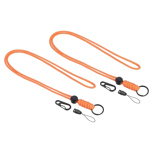 PATIKIL PATIKIL Badge Lanyard 20 Inch, 2 Pack Necklace Keychain Cord Metal Clasp Hook Ring Strap for Keys Whistle ID Card Badge Holder, Orange
