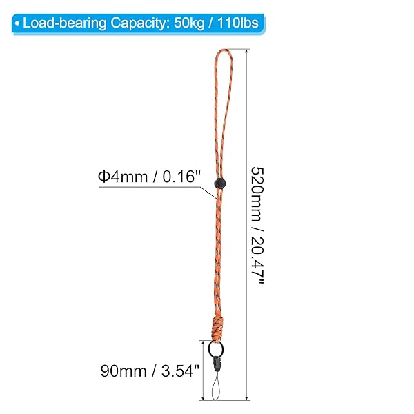 PATIKIL Badge Lanyard 20 Inch, 2 Pack Necklace Keychain Cord Metal Clasp Hook Ring Strap for Keys Whistle ID Card Badge Holder, Camo Orange - Image 2