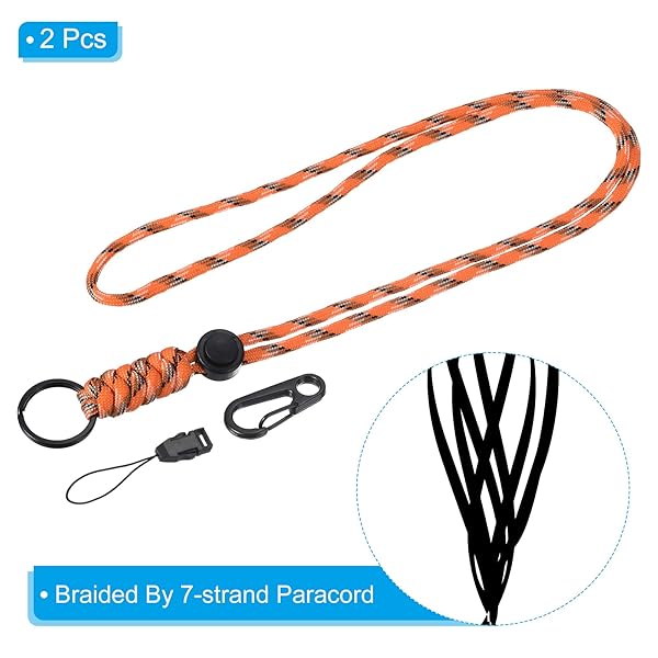PATIKIL Badge Lanyard 20 Inch, 2 Pack Necklace Keychain Cord Metal Clasp Hook Ring Strap for Keys Whistle ID Card Badge Holder, Camo Orange - Image 3