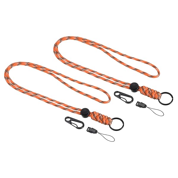 PATIKIL Badge Lanyard 20 Inch, 2 Pack Necklace Keychain Cord Metal Clasp Hook Ring Strap for Keys Whistle ID Card Badge Holder, Camo Orange