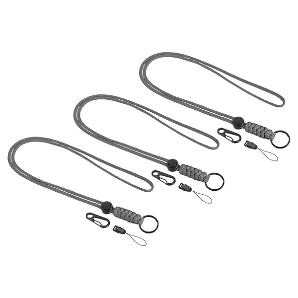 PATIKIL PATIKIL Badge Lanyard 20 Inch, 3 Pack Necklace Keychain Cord Metal Clasp Hook Ring Strap for Keys Whistle ID Card Badge Holder, Gray
