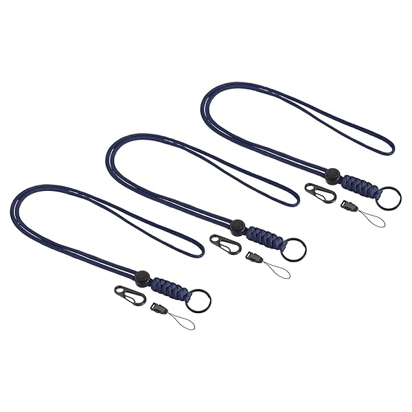 PATIKIL PATIKIL Badge Lanyard 20 Inch, 3 Pack Necklace Keychain Cord Metal Clasp Hook Ring Strap for Keys Whistle ID Card Badge Holder, Blue
