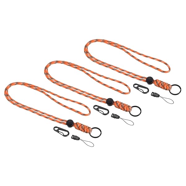 PATIKIL PATIKIL Badge Lanyard 20 Inch, 3 Pack Necklace Keychain Cord Metal Clasp Hook Ring Strap for Keys Whistle ID Card Badge Holder, Camo Orange