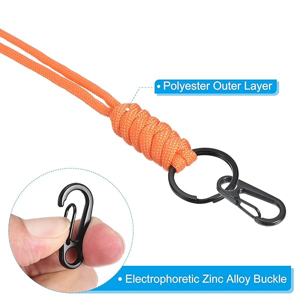 PATIKIL Badge Lanyard 20 Inch, 3 Pack Necklace Keychain Cord Metal Clasp Hook Ring Strap for Keys Whistle ID Card Badge Holder, Orange - Image 4