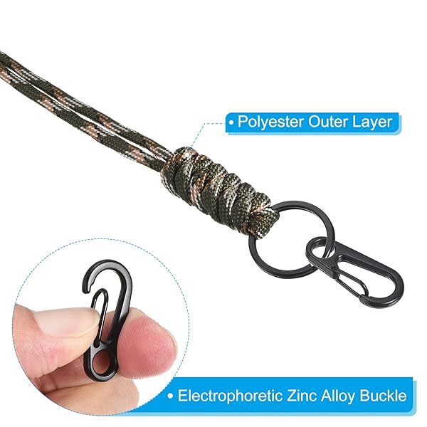 PATIKIL Badge Lanyard 20 Inch, 3 Pack Necklace Keychain Cord Metal Clasp Hook Ring Strap for Keys Whistle ID Card Badge Holder, Camo Green - Image 4