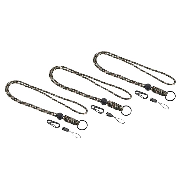 PATIKIL PATIKIL Badge Lanyard 20 Inch, 3 Pack Necklace Keychain Cord Metal Clasp Hook Ring Strap for Keys Whistle ID Card Badge Holder, Camo Green