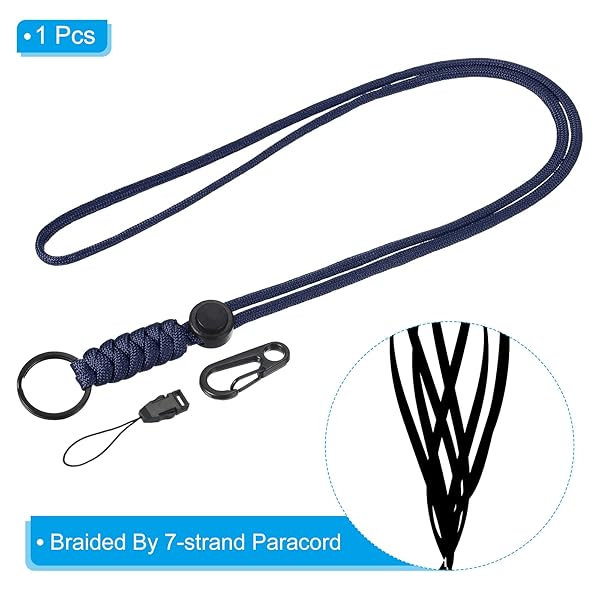 PATIKIL Badge Lanyard 20.5 Inch, Necklace Keychain Cord Metal Clasp Hook Ring Strap for Keys Whistle ID Card Badge Holder, Blue - Image 3