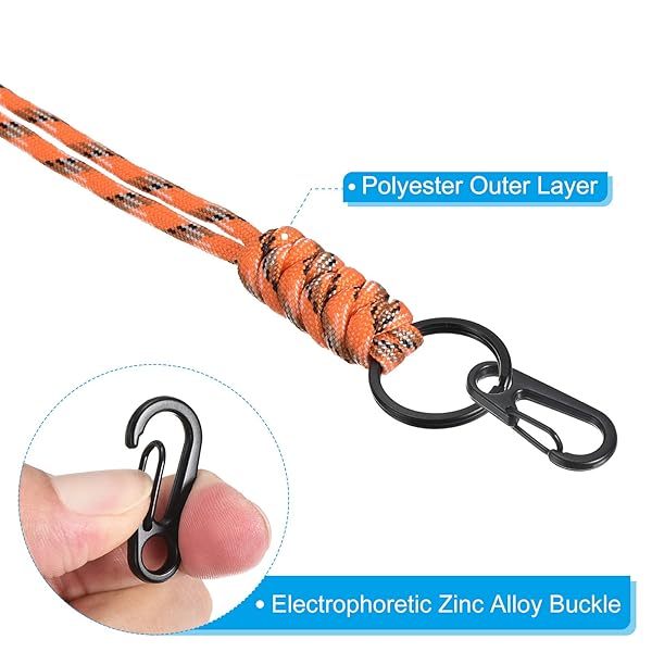 PATIKIL Badge Lanyard 20.5 Inch, Necklace Keychain Cord Metal Clasp Hook Ring Strap for Keys Whistle ID Card Badge Holder, Camo Orange - Image 4