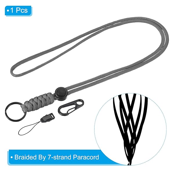 PATIKIL Badge Lanyard 20.5 Inch, Necklace Keychain Cord Metal Clasp Hook Ring Strap for Keys Whistle ID Card Badge Holder, Gray - Image 3