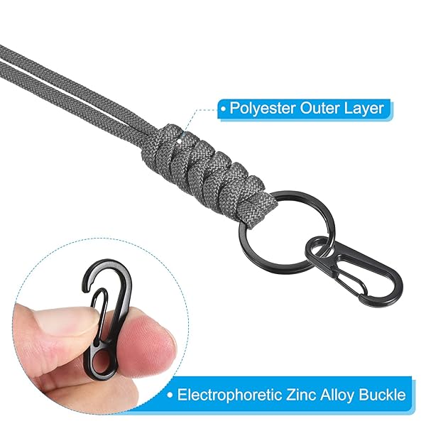 PATIKIL Badge Lanyard 20.5 Inch, Necklace Keychain Cord Metal Clasp Hook Ring Strap for Keys Whistle ID Card Badge Holder, Gray - Image 4