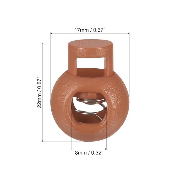 PATIKIL Cord Locks, 30 Pack Ball Spring Toggle Stopper for Drawstring Bag Shoelaces, Brown - Image 2