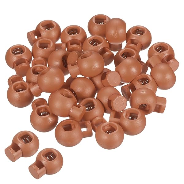 PATIKIL PATIKIL Cord Locks, 30 Pack Ball Spring Toggle Stopper for Drawstring Bag Shoelaces, Brown