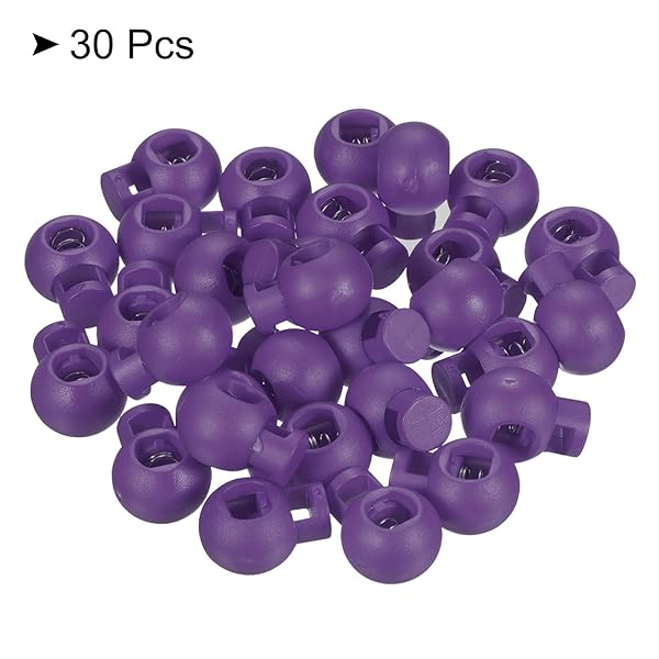 PATIKIL Cord Locks, 30 Pack Ball Spring Toggle Stopper for Drawstring Bag Shoelaces, Dark Purple - Image 3