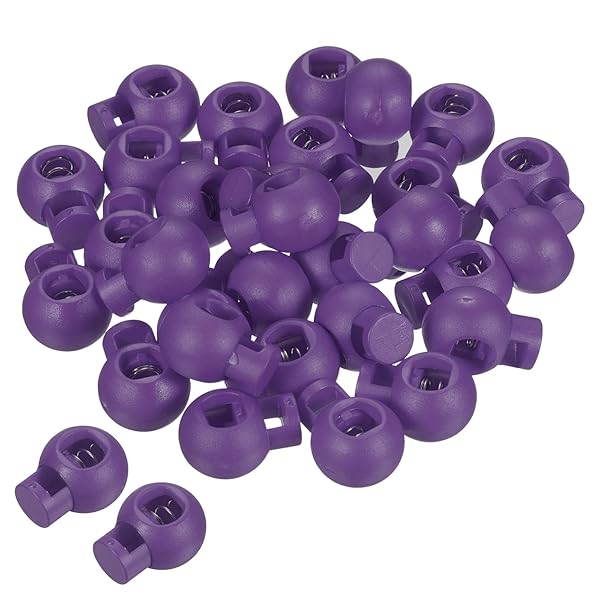 PATIKIL Cord Locks, 30 Pack Ball Spring Toggle Stopper for Drawstring Bag Shoelaces, Dark Purple