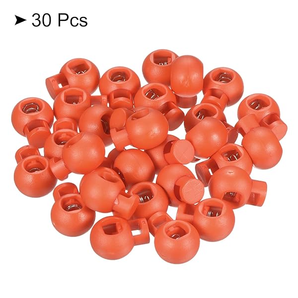 PATIKIL Cord Locks, 30 Pack Ball Spring Toggle Stopper for Drawstring Bag Shoelaces, Orange Red - Image 3