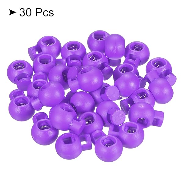 PATIKIL Cord Locks, 30 Pack Ball Spring Toggle Stopper for Drawstring Bag Shoelaces, Purple - Image 3