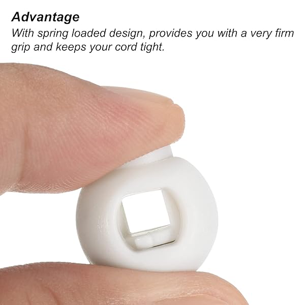PATIKIL Cord Locks, 30 Pack Ball Spring Toggle Stopper for Drawstring Bag Shoelaces, White - Image 4