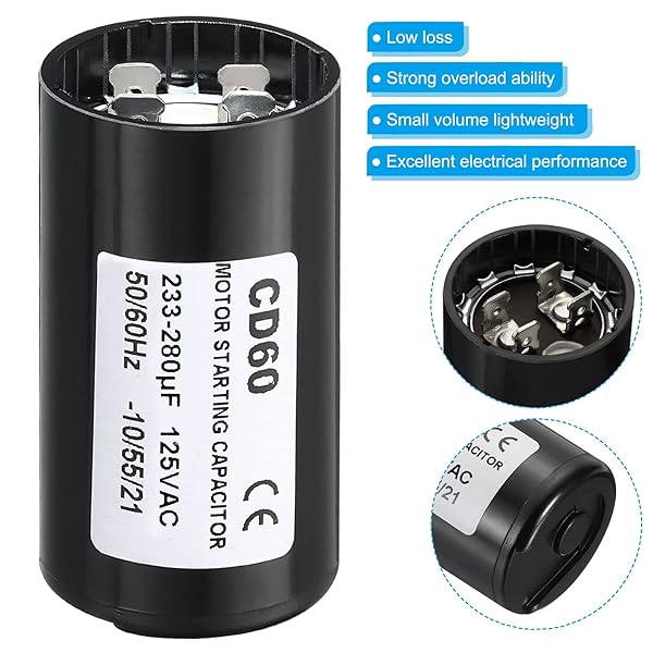 PATIKIL Motor Start Capacitor, 233-280uF Mfd 125V 50 60Hz CD60 Run Capacitor for Electric Motor Starts - Image 4