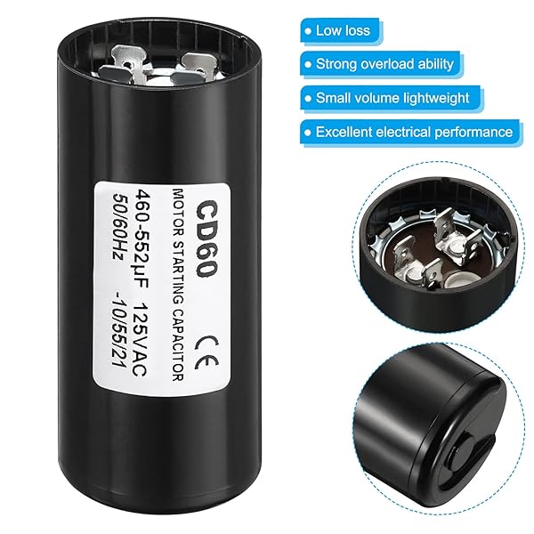 Patikil Motor Start Capacitor, 460-552uF Mfd 125V 50 60Hz CD60 Run Capacitor for Electric Motor Starts - Image 4