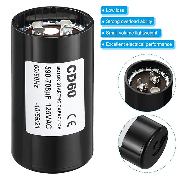 PATIKIL Motor Start Capacitor, 590-708uF Mfd 125V 50 60Hz CD60 Run Capacitor for Electric Motor Starts - Image 4