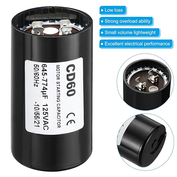 PATIKIL Motor Start Capacitor, 645-774uF Mfd 125V 50 60Hz CD60 Run Capacitor for Electric Motor Starts - Image 4