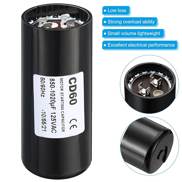 PATIKIL Motor Start Capacitor, 850-1020uF Mfd 125V 50 60Hz CD60 Run Capacitor for Electric Motor Starts - Image 4
