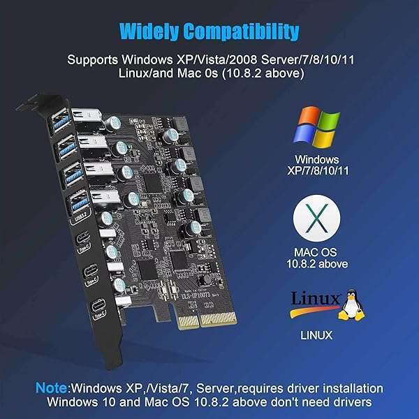 PCIe to USB 3.2 Gen 2 Card - 20 Gbps, 7 Ports (4 Type-A, 3 Type-C) for Desktop PC Expansion - Image 7