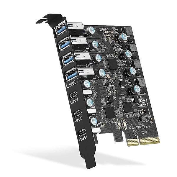 FANBLACK PCIe to USB 3.2 Gen 2 Card - 20 Gbps, 7 Ports (4 Type-A, 3 Type-C) for Desktop PC Expansion