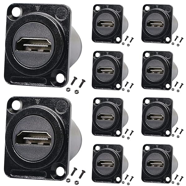 10-Pack HDMI Panel Mount Coupler - 4K Female to Female D-Type Connector for Bulkhead Extension, 60Hz, 3D & HDR - Image 3