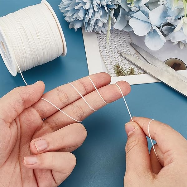 PH PandaHall 0.5mm White Waxed Cord 116 Yards for Beading Jewelry Making and Macrame Supplies - Image 3