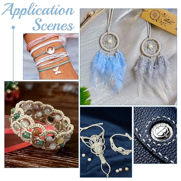 PH PandaHall 0.5mm White Waxed Cord 116 Yards for Beading Jewelry Making and Macrame Supplies - Image 6