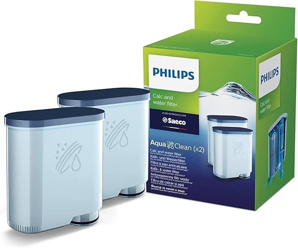 PHILIPS PHILIPS AquaClean Original Calc & Water Filter - 5,000 Cups, No Descaling, 2 Filters (CA6903/22) for Limescale Reduction