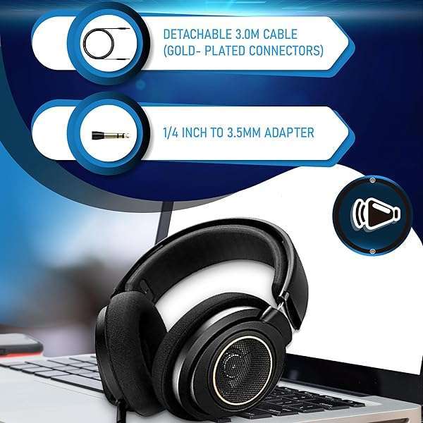 PHILIPS SHP9600 Over Ear Open Back Studio Headphones for Music, Podcast & DJ - Detachable Audio Jack - Image 6