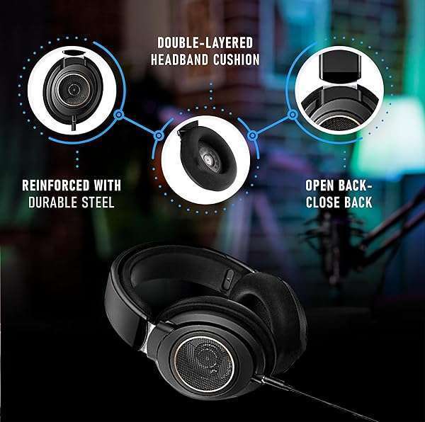 PHILIPS SHP9600 Over Ear Open Back Studio Headphones for Music, Podcast & DJ - Detachable Audio Jack - Image 8