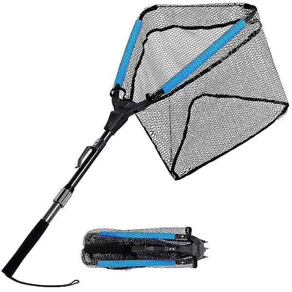 PLUSINNO Floating Fishing Net Portable Foldable Telescopic for Fly Kayak Catfish Bass Steelhead Salmon Trout Ideal Fishing Gifts for Men Dad Grandpa