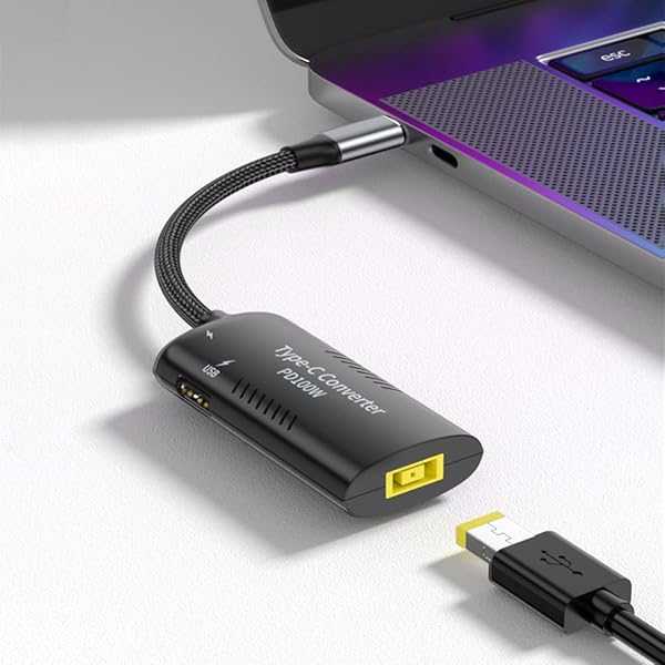 PLUSPOE USB C to Slim Tip Adapter: Fast PD3.0 Multi-Port Charging for Lenovo, MacBook & Chromebook - Image 2