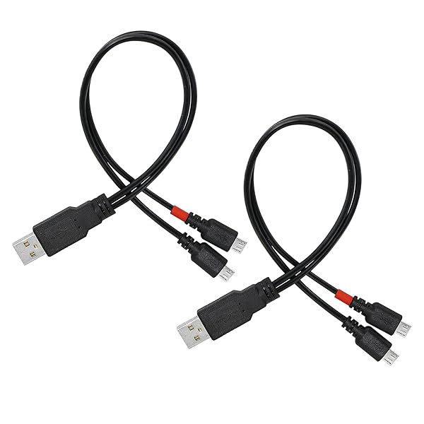 PNGKNYOCN 12 Inch Micro USB Splitter Cable USB 2.0 Type A Male to Dual Micro USB Male Y Data Charge Connector Adapter
