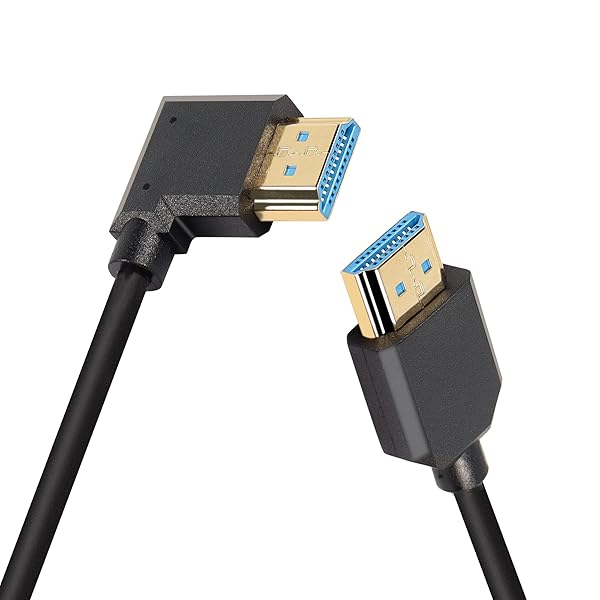 PNGKNYOCN PNGKNYOCN 8K HDMI 2.1 Short Cable - 1FT Right Angle, Ultra High Speed 48Gbps, Supports 8K@60Hz, HDR, eARC