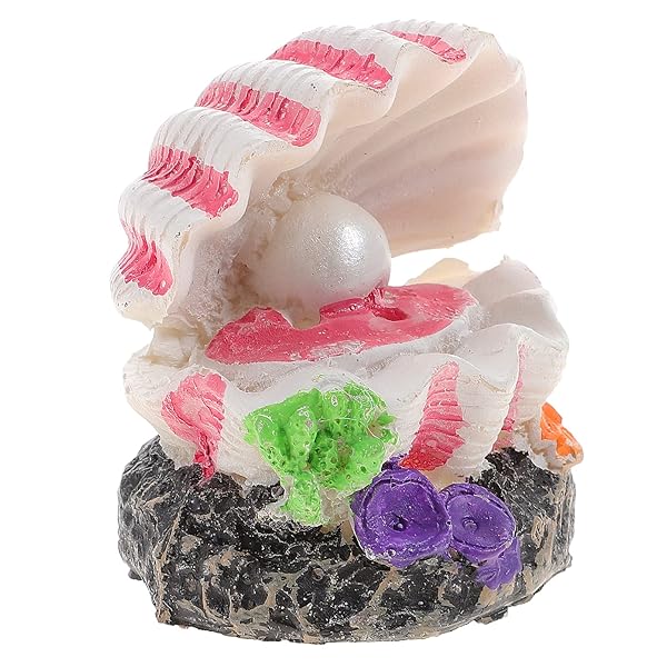 POPETPOP Sea Shell Aquarium Bubbler Decor Resin Stone Ornament for Fish Tank Landscape