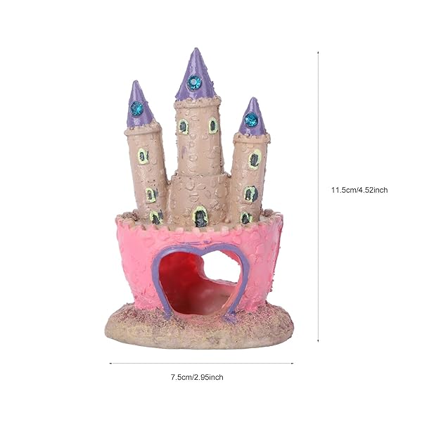 POPETPOP Heart Castle Aquarium Decorations for Fish Tanks Cichlids Hideout House Pink Gift for Girls - Image 3