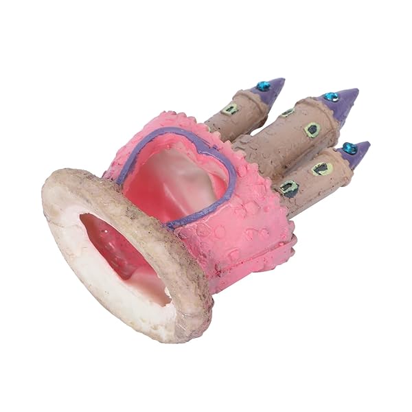 POPETPOP Heart Castle Aquarium Decorations for Fish Tanks Cichlids Hideout House Pink Gift for Girls - Image 5